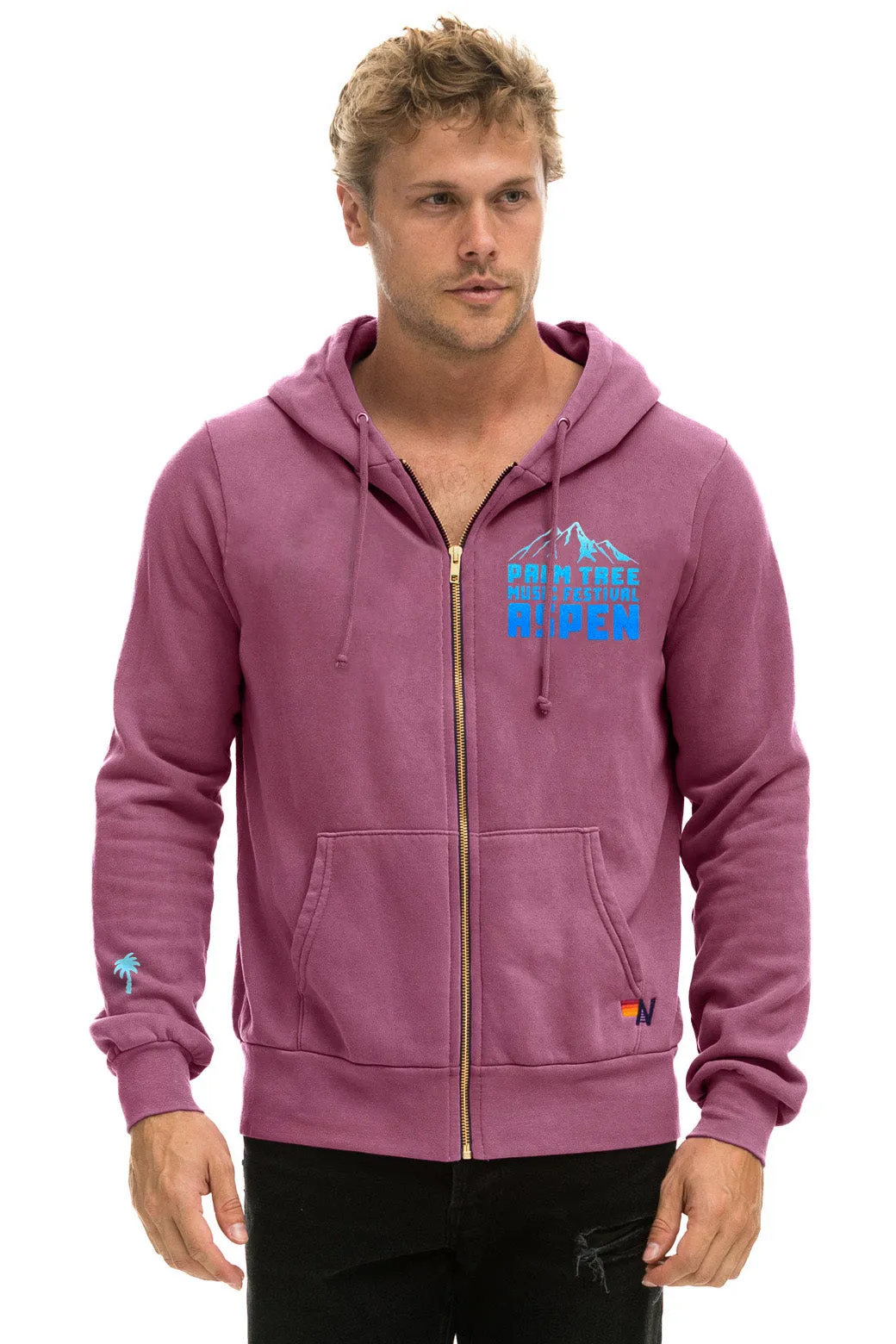 PALM TREE FESTIVAL ASPEN 2025 ZIP HOODIE - BERRY sold by Aviator Nation product image thumbnail 2