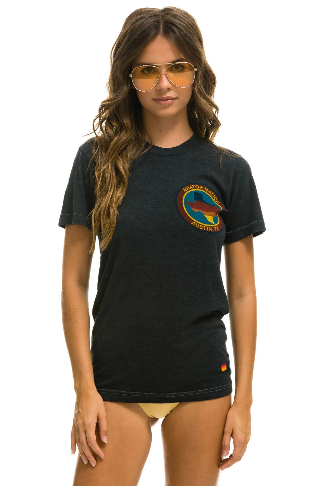 SIGNATURE TEXAS SMALL LOGO TEE - CHARCOAL sold by Aviator Nation product image thumbnail 2
