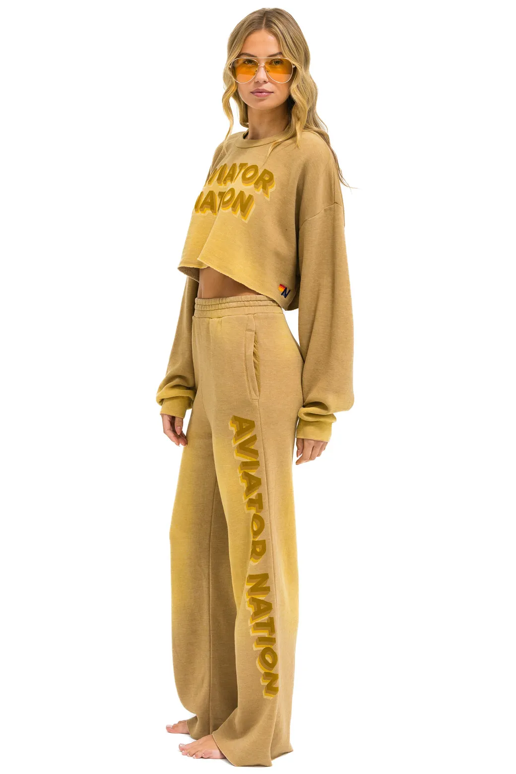 AN 3D WIDE LEG POCKET SWEATPANTS - FADED TAN sold by Aviator Nation product image thumbnail 5