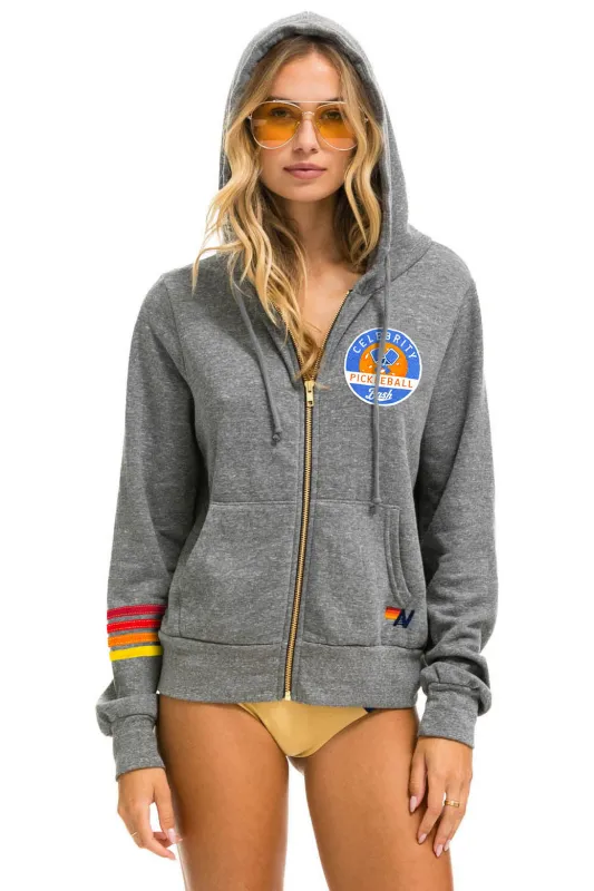 CELEBRITY PICKLEBALL 2025 ZIP HOODIE - HEATHER GREY sold by Aviator Nation