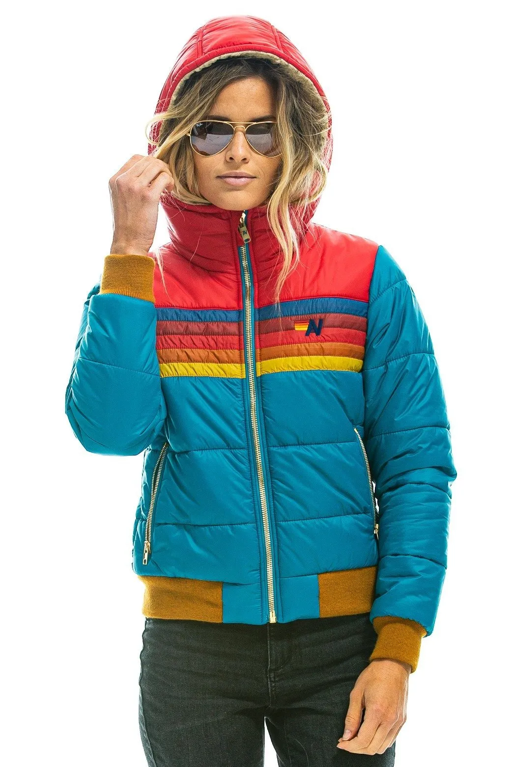 TREKKER 2 HOODED PUFFER JACKET - OCEAN DEPTHS BLUE sold by Aviator Nation