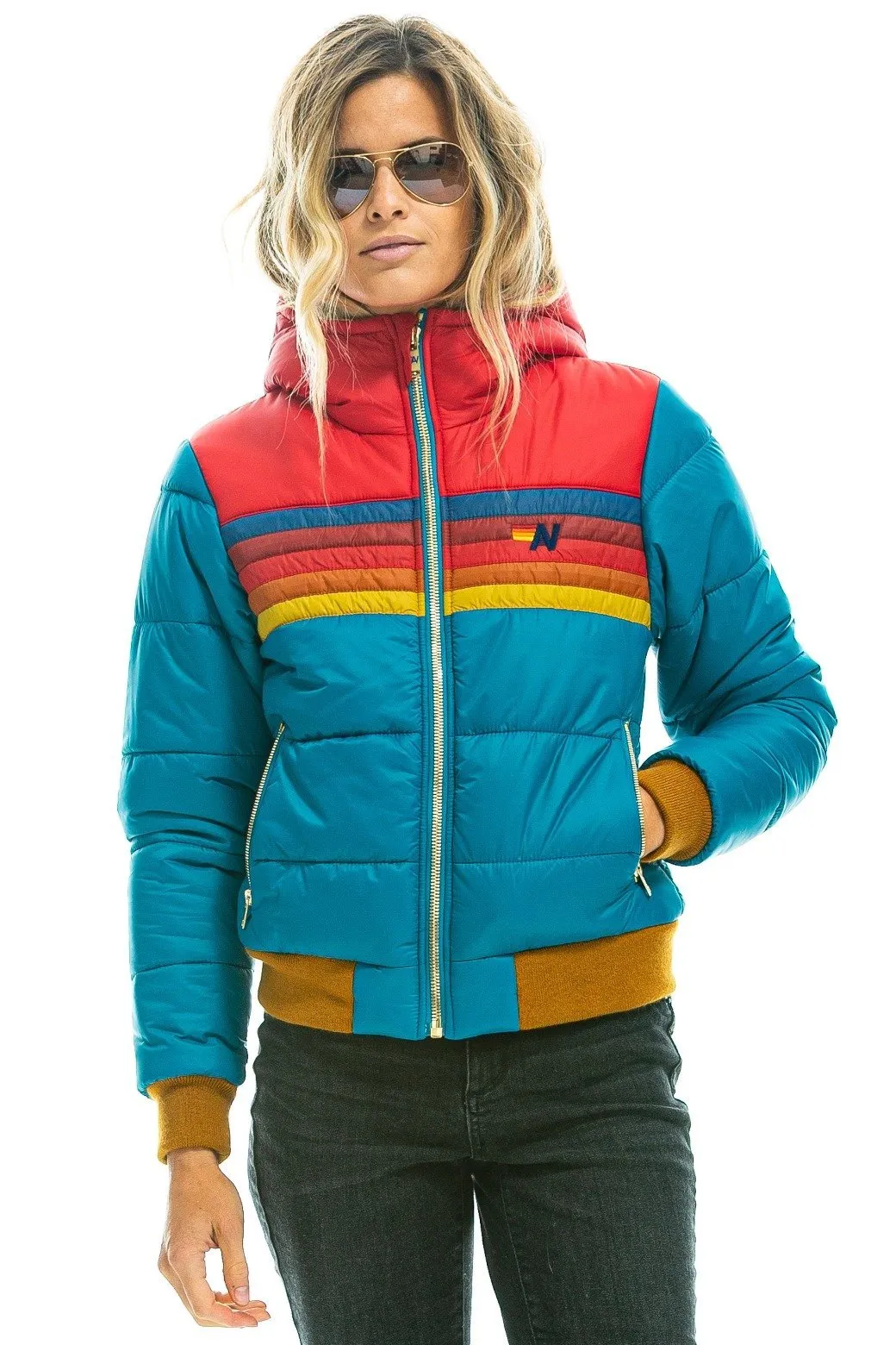TREKKER 2 HOODED PUFFER JACKET - OCEAN DEPTHS BLUE sold by Aviator Nation product image thumbnail 3