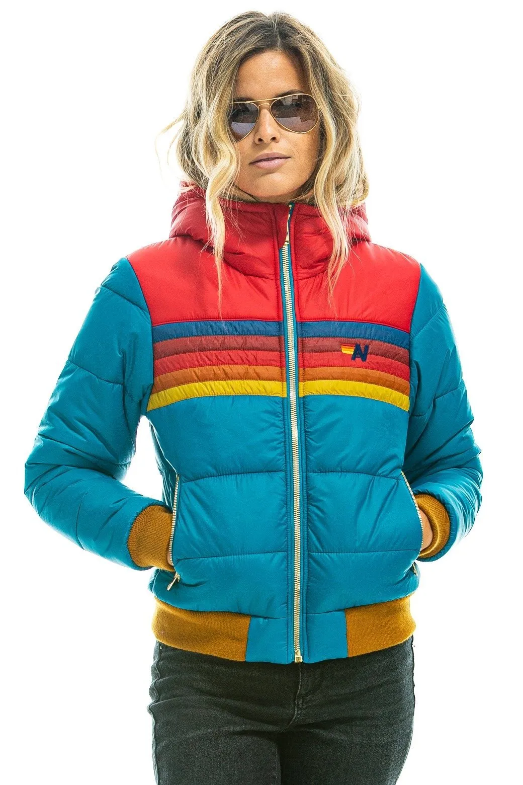 TREKKER 2 HOODED PUFFER JACKET - OCEAN DEPTHS BLUE sold by Aviator Nation product image thumbnail 2