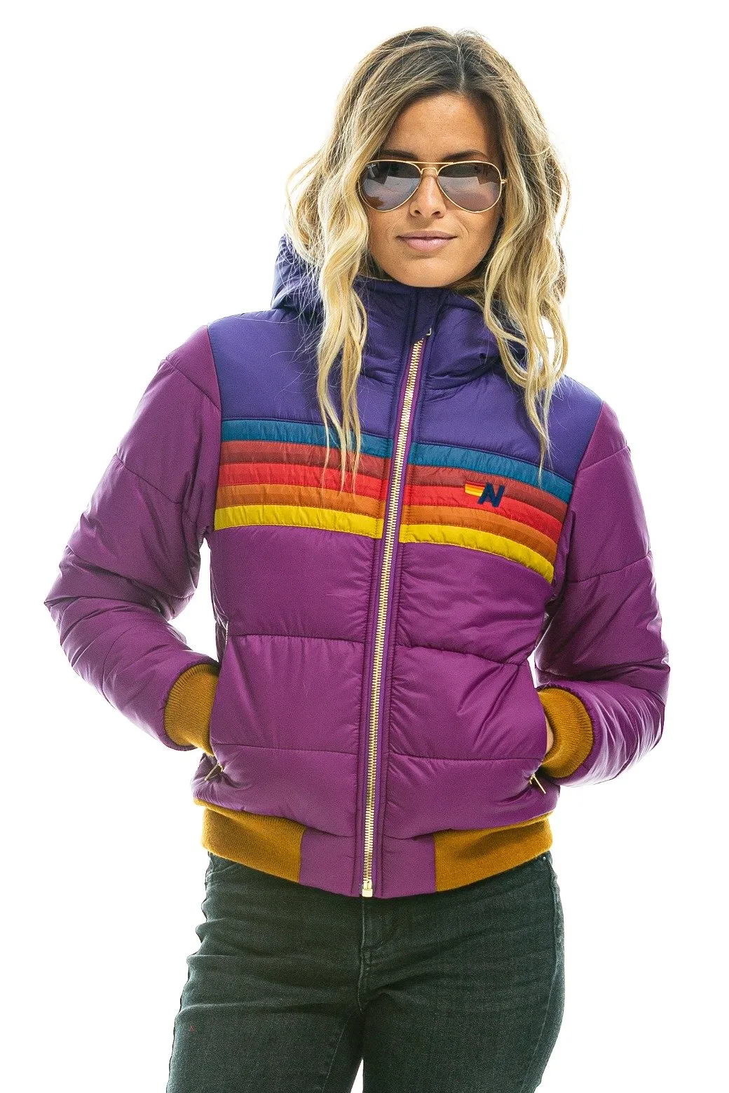 TREKKER 2 HOODED PUFFER JACKET - GLOXINIA sold by Aviator Nation product image thumbnail 3