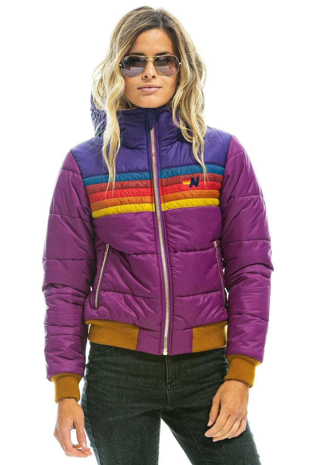 TREKKER 2 HOODED PUFFER JACKET - GLOXINIA sold by Aviator Nation