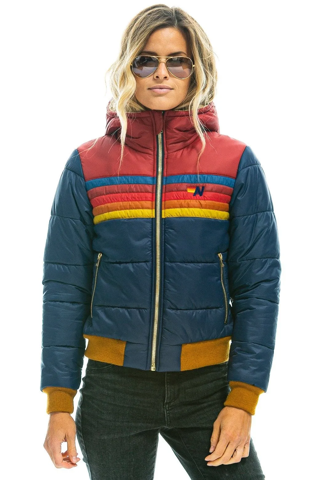 TREKKER 2 HOODED PUFFER JACKET - NAVY sold by Aviator Nation