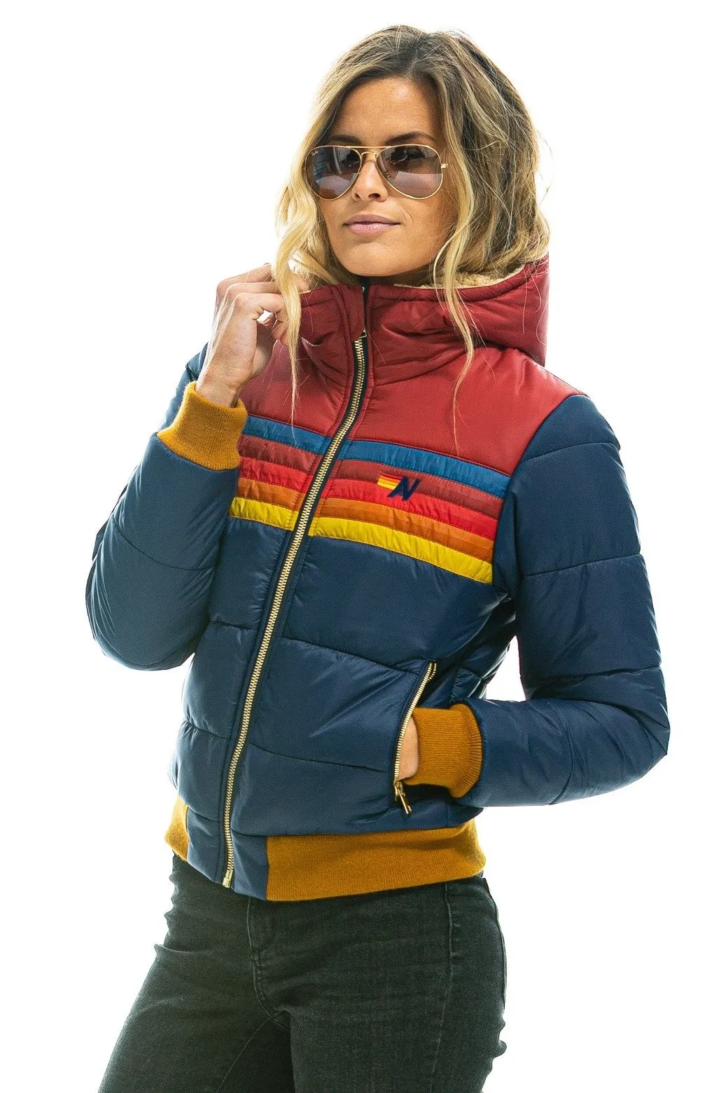 TREKKER 2 HOODED PUFFER JACKET - NAVY sold by Aviator Nation product image thumbnail 3
