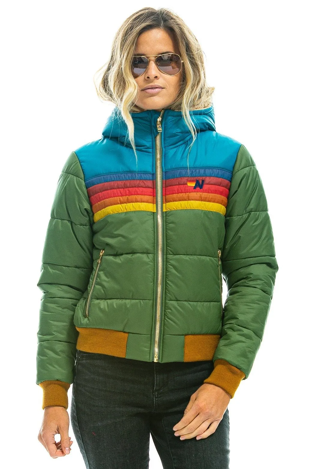 TREKKER 2 HOODED PUFFER JACKET - GARDEN GREEN sold by Aviator Nation product image thumbnail 3