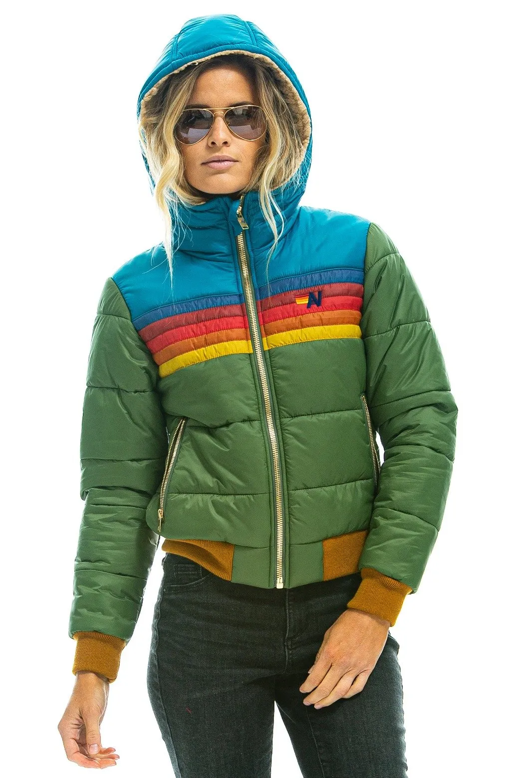 TREKKER 2 HOODED PUFFER JACKET - GARDEN GREEN sold by Aviator Nation product image thumbnail 2