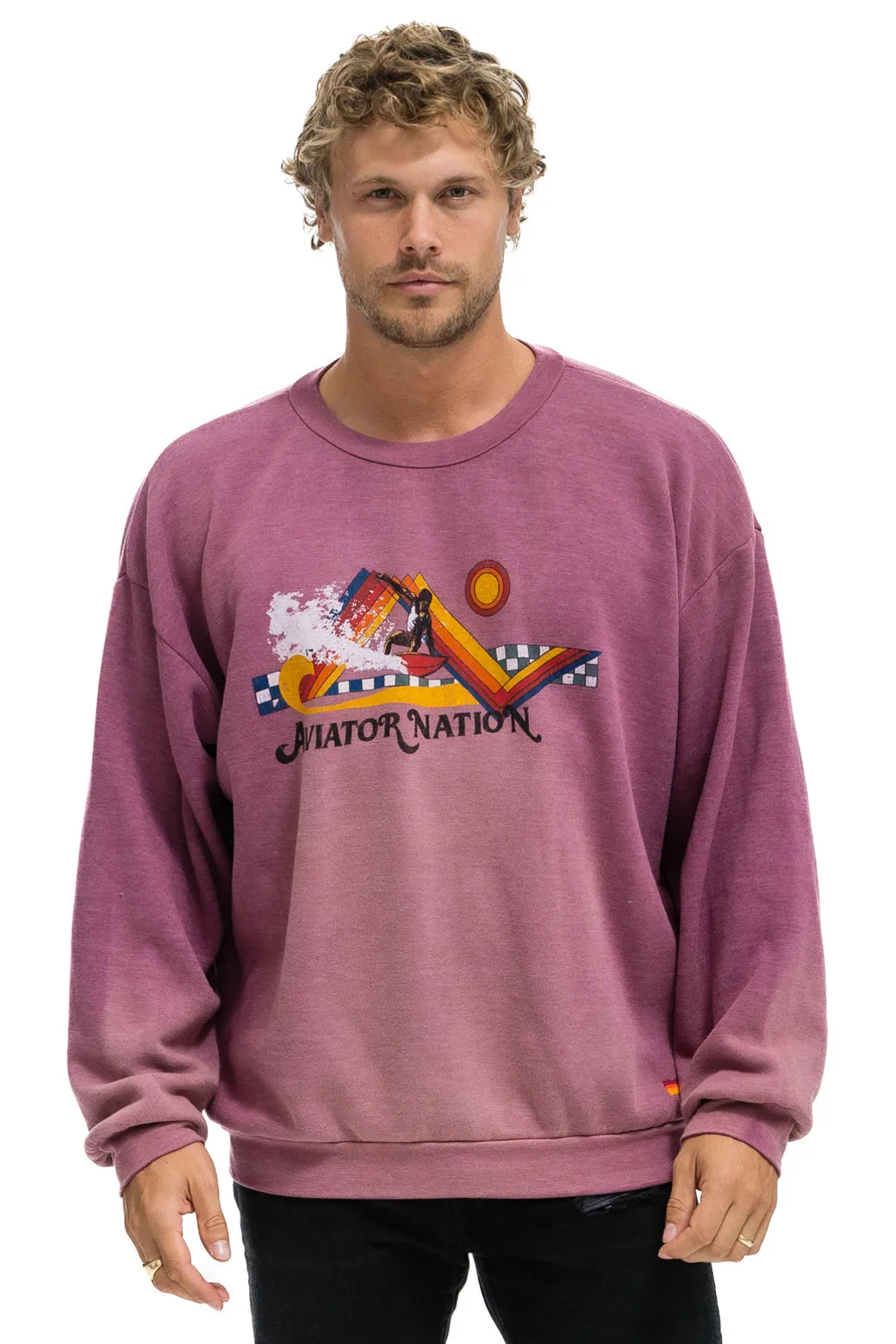 SURF RACER RELAXED CREW SWEATSHIRT - FADED BERRY sold by Aviator Nation product image thumbnail 2