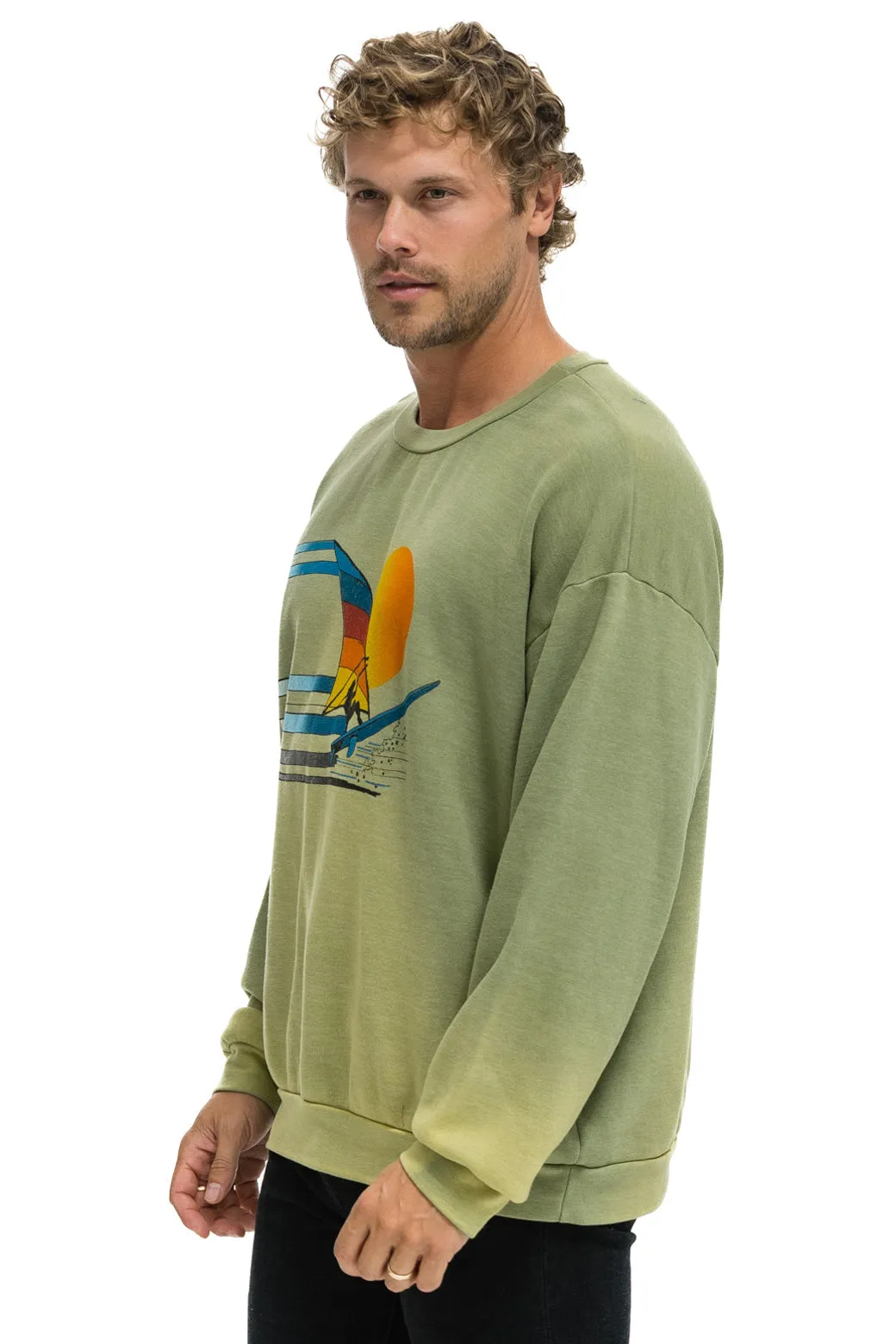 WINDSURF JUMP RELAXED CREW SWEATSHIRT - FADED ARMY sold by Aviator Nation product image thumbnail 4