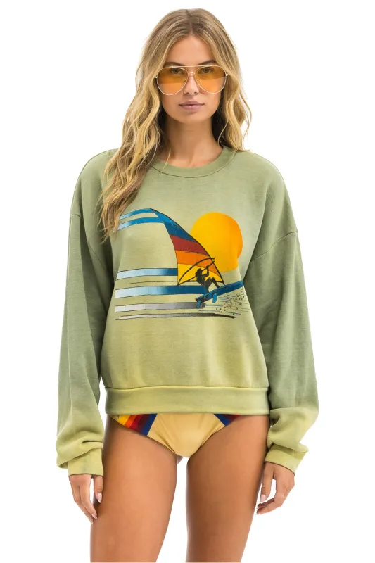 WINDSURF JUMP RELAXED CREW SWEATSHIRT - FADED ARMY sold by Aviator Nation