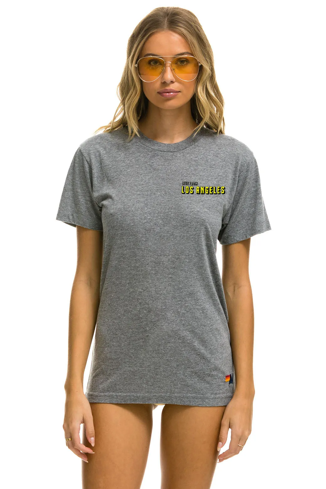 DREAMLAND LA FIRES BENEFIT CREW TEE - HEATHER GREY sold by Aviator Nation product image thumbnail 3