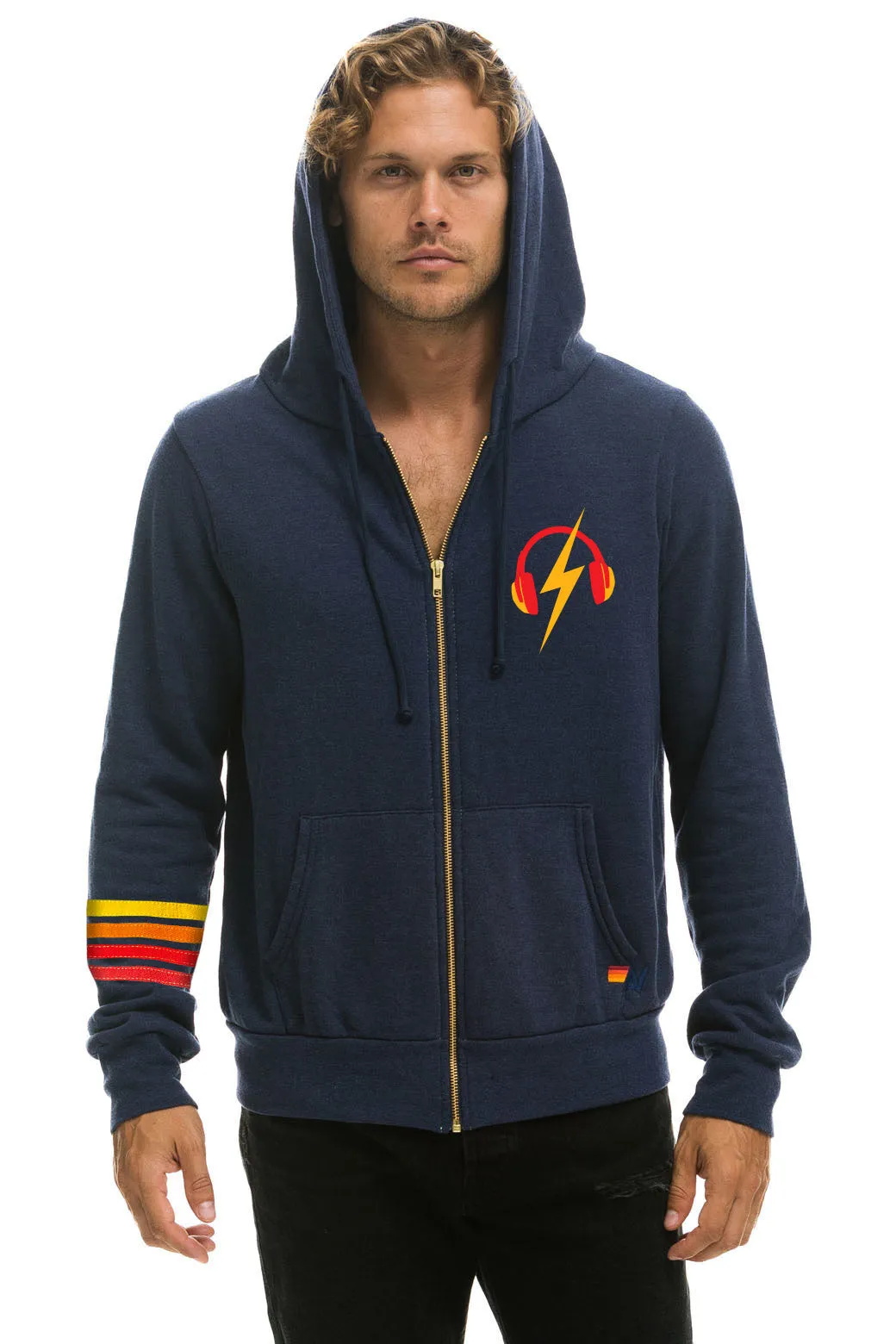 GARDEN STATE CONCERT ZIP HOODIE - NAVY sold by Aviator Nation product image thumbnail 2