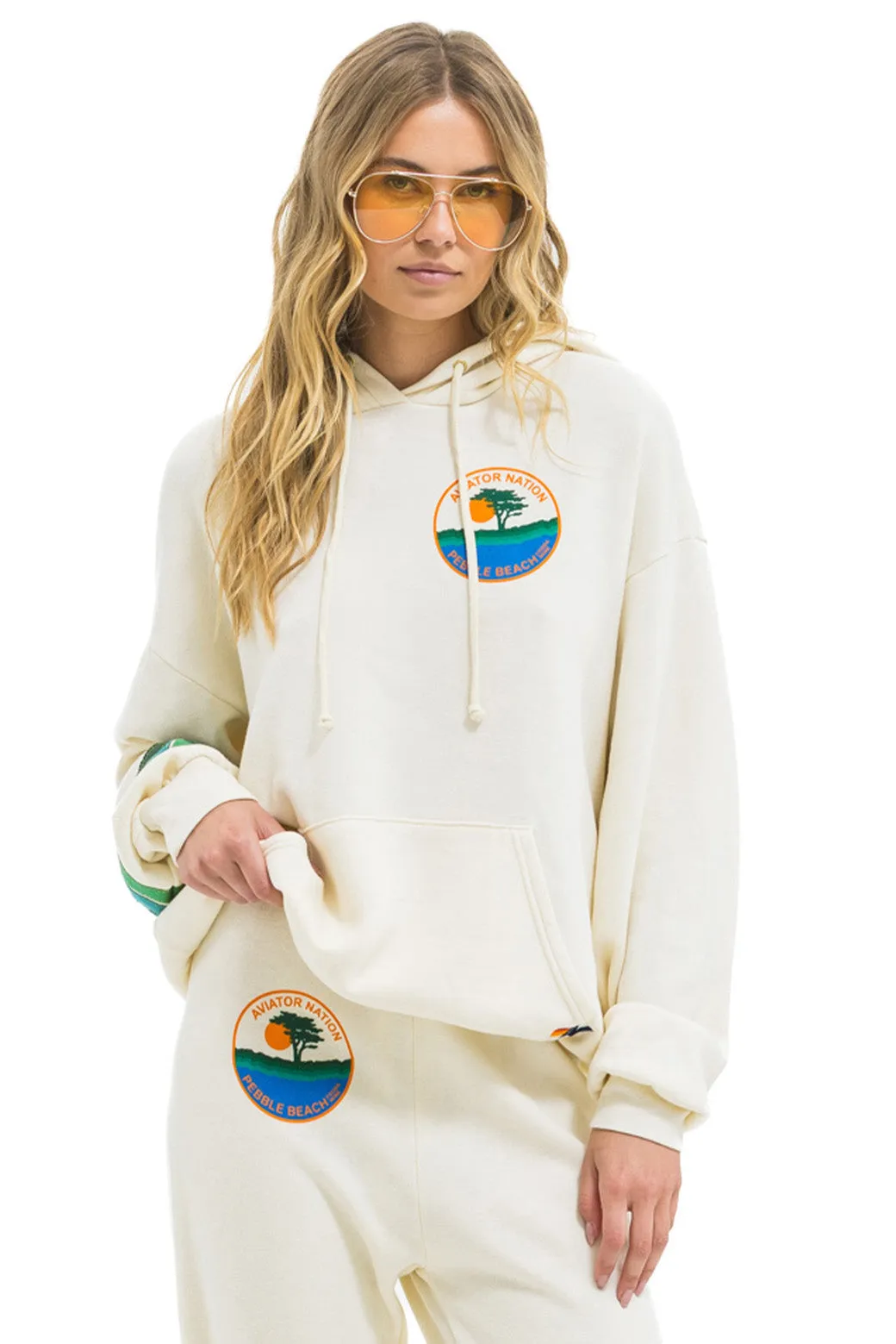 PEBBLE BEACH FOOD & WINE 2025 PULLOVER HOODIE RELAXED - VINTAGE WHITE sold by Aviator Nation