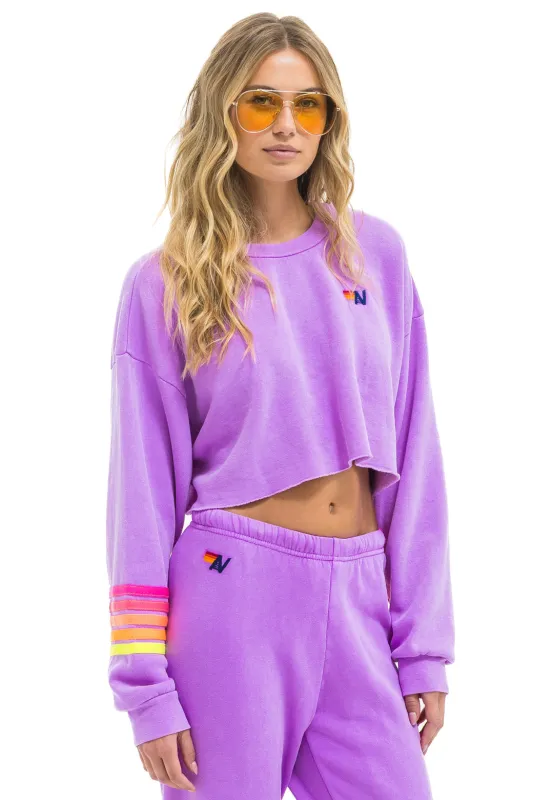 RUGBY STITCH CROPPED CREW SWEATSHIRT RELAXED - NEON PURPLE // NEON sold by Aviator Nation