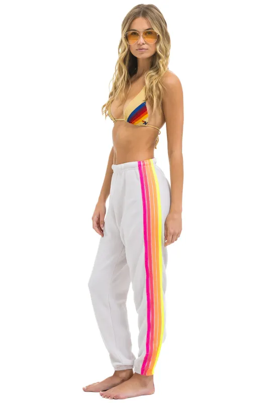 5 STRIPE SWEATPANTS - DOVE // NEON sold by Aviator Nation