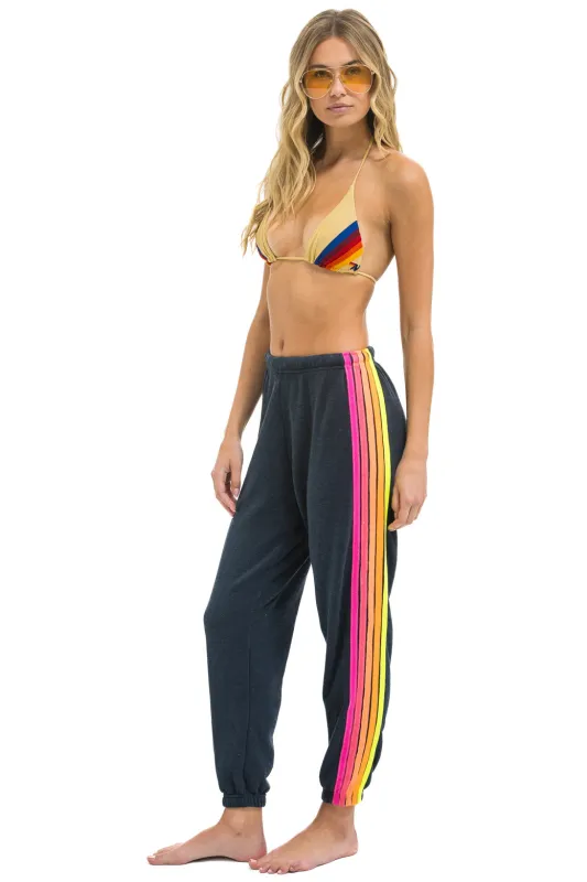 5 STRIPE SWEATPANTS - CHARCOAL // NEON sold by Aviator Nation