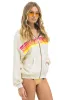 5 STRIPE RELAXED ZIP HOODIE - VINTAGE WHITE // NEON sold by Aviator Nation