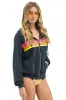 5 STRIPE RELAXED ZIP HOODIE - CHARCOAL // NEON sold by Aviator Nation