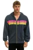 5 STRIPE RELAXED ZIP HOODIE - CHARCOAL // NEON sold by Aviator Nation
