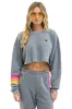 RUGBY STITCH CROPPED CREW SWEATSHIRT RELAXED - HEATHER // NEON sold by Aviator Nation