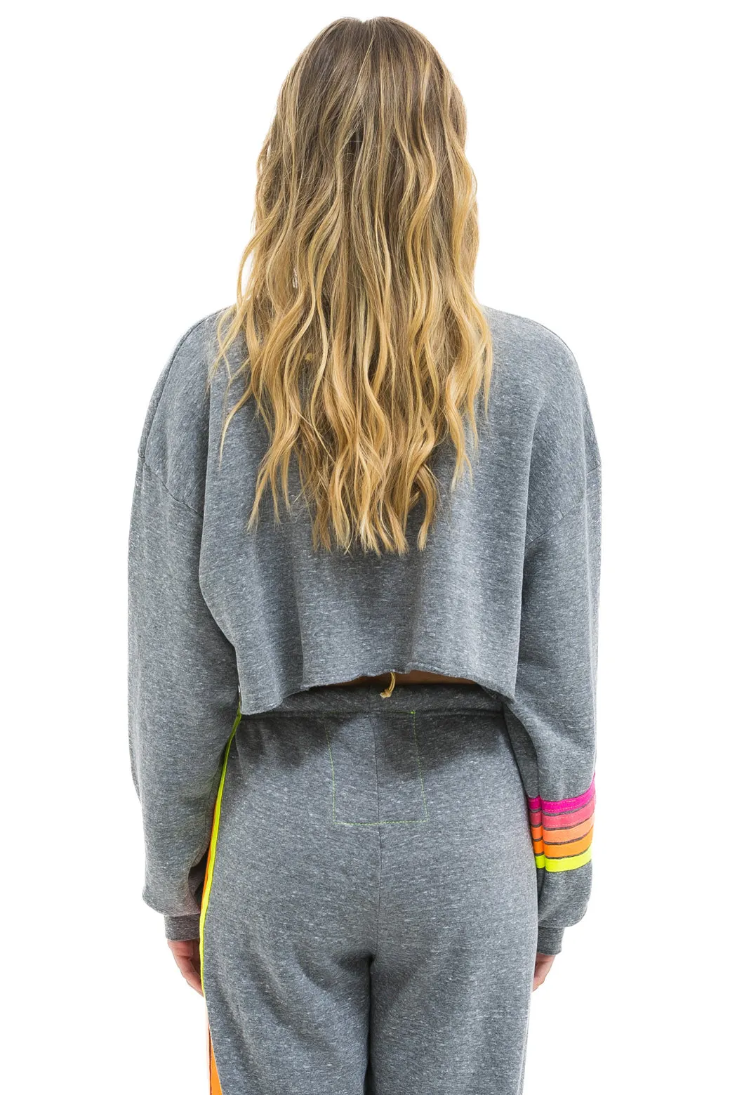 RUGBY STITCH CROPPED CREW SWEATSHIRT RELAXED - HEATHER // NEON sold by Aviator Nation product image thumbnail 4