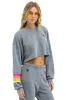 RUGBY STITCH CROPPED CREW SWEATSHIRT RELAXED - HEATHER // NEON sold by Aviator Nation