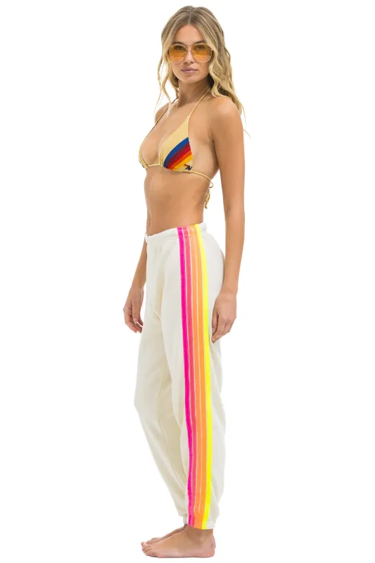 5 STRIPE SWEATPANTS - VINTAGE WHITE // NEON sold by Aviator Nation