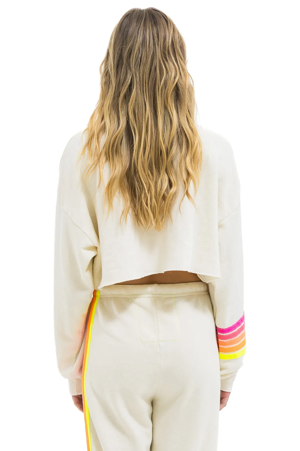 RUGBY STITCH CROPPED CREW SWEATSHIRT RELAXED - VINTAGE WHITE // NEON sold by Aviator Nation product image thumbnail 4