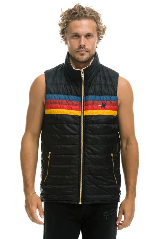 MEN'S 4 STRIPE VEST SHERPA - BLACK sold by Aviator Nation