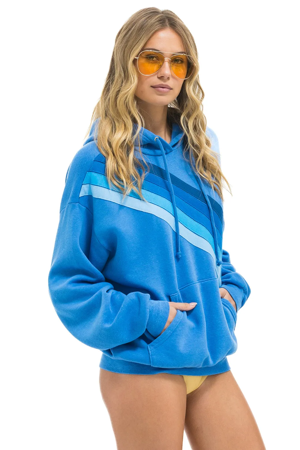 CROSS STRIPE RELAXED PULLOVER HOODIE - COBALT / BLUE sold by Aviator Nation product image thumbnail 4