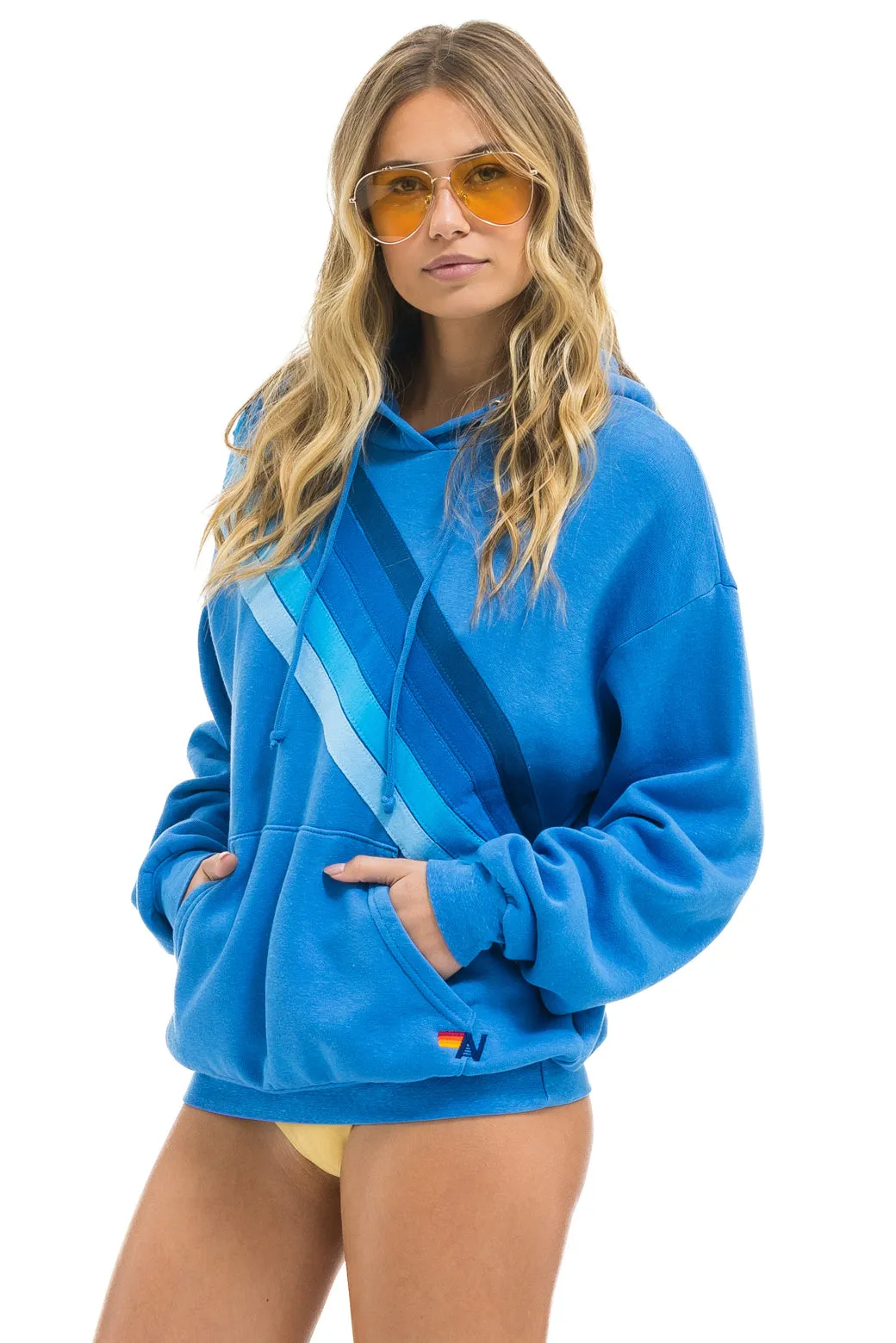CROSS STRIPE RELAXED PULLOVER HOODIE - COBALT / BLUE sold by Aviator Nation product image thumbnail 3