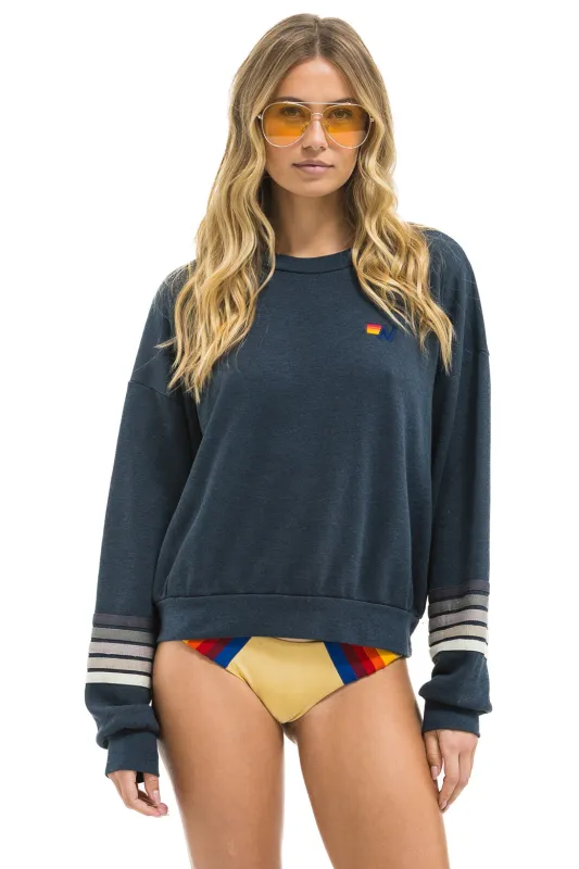 RUGBY STITCH 2 RELAXED CREW SWEATSHIRT - CHARCOAL // CHARCOAL sold by Aviator Nation