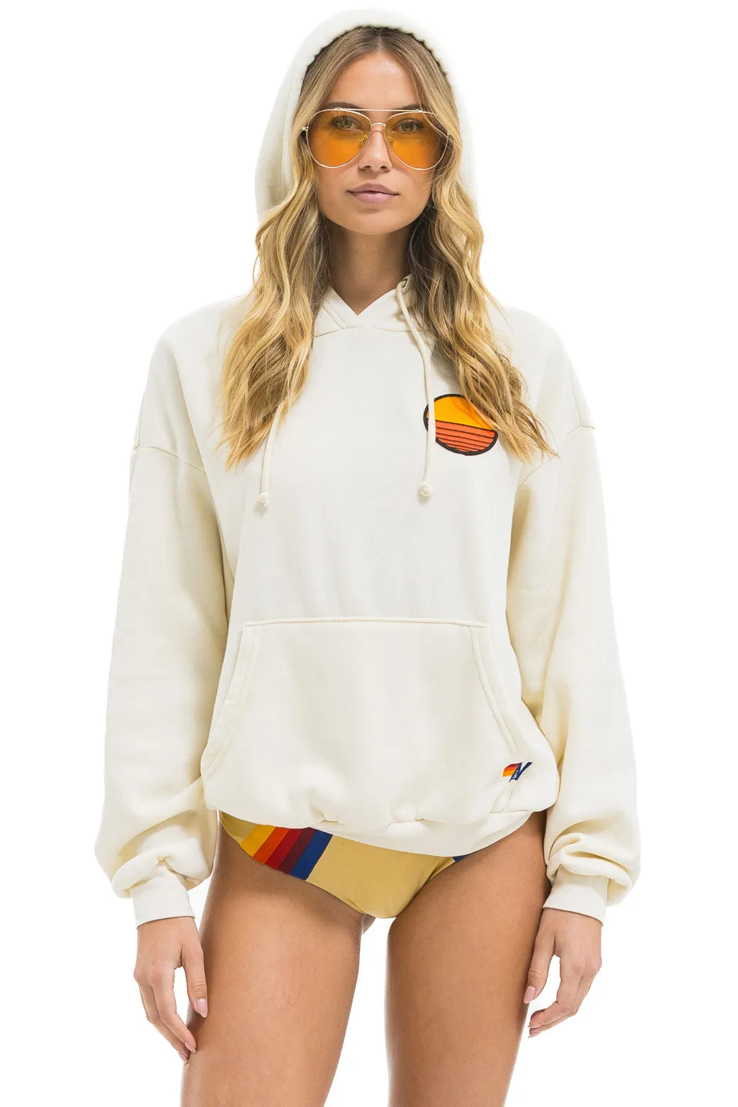 SUNSET PATCH PULLOVER RELAXED HOODIE - VINTAGE WHITE sold by Aviator Nation
