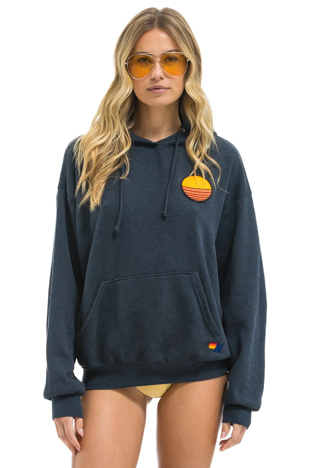 SUNSET PATCH PULLOVER RELAXED HOODIE - CHARCOAL sold by Aviator Nation product image thumbnail 2