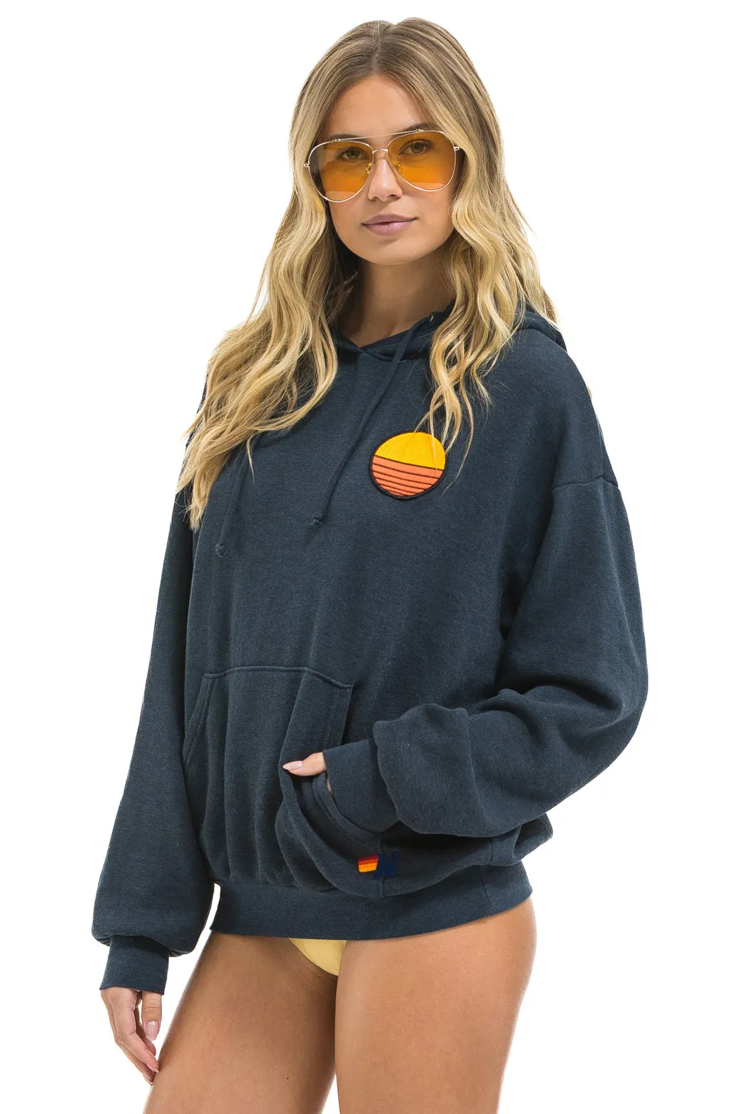 SUNSET PATCH PULLOVER RELAXED HOODIE - CHARCOAL sold by Aviator Nation product image thumbnail 3