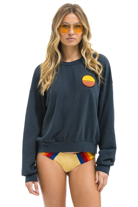 SUNSET PATCH RELAXED CREW SWEATSHIRT - CHARCOAL sold by Aviator Nation