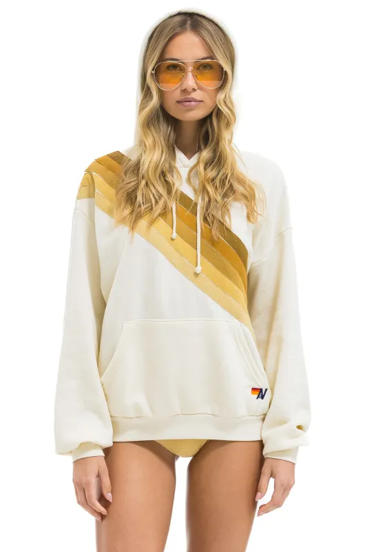 CROSS STRIPE RELAXED PULLOVER HOODIE - VINTAGE WHITE // BROWN sold by Aviator Nation