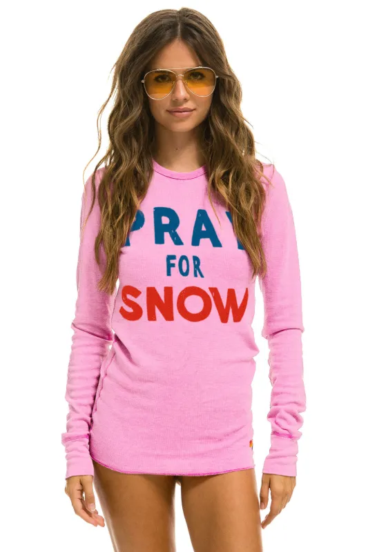 PRAY FOR SNOW THERMAL - NEON PINK sold by Aviator Nation