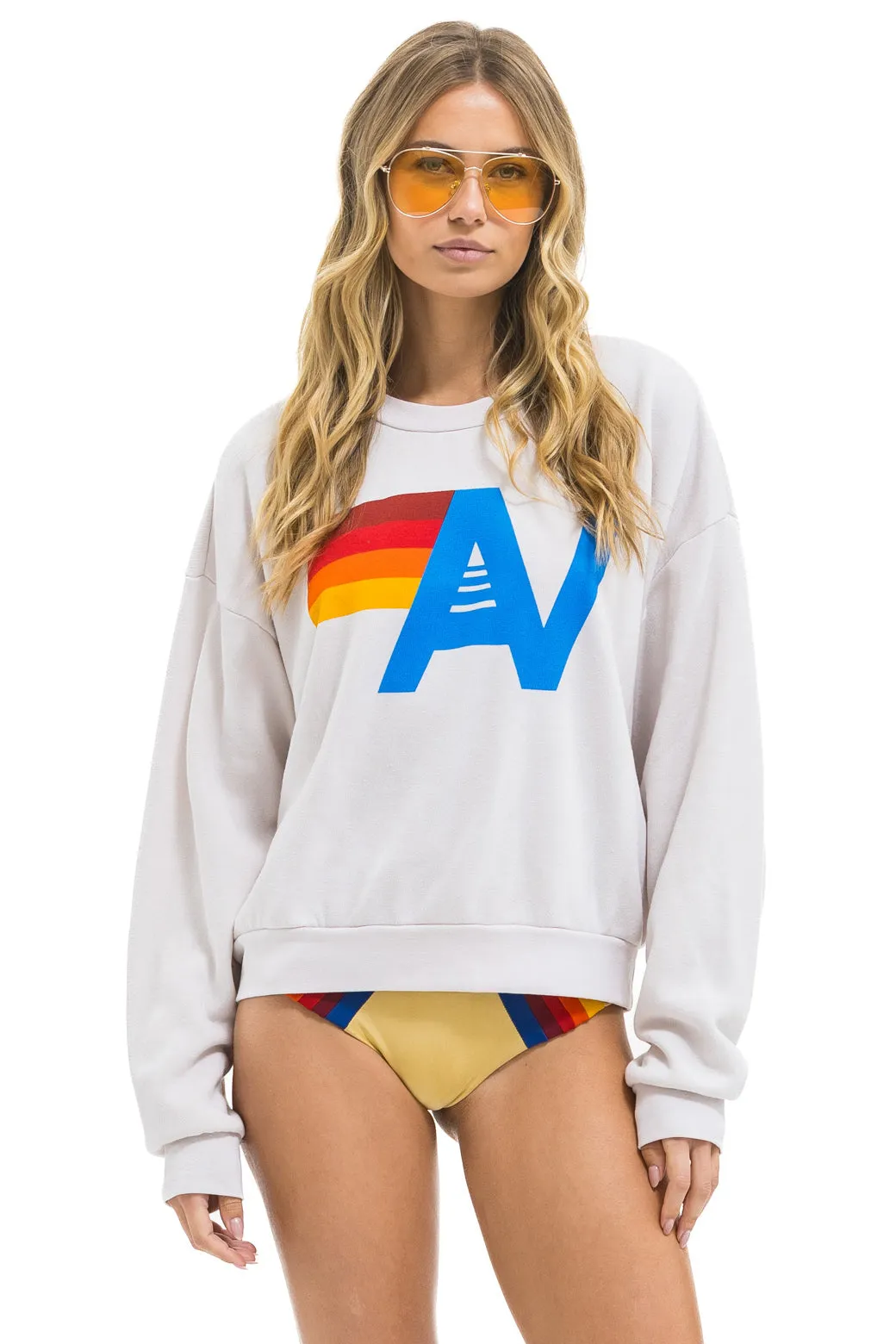 LOGO RELAXED CREW SWEATSHIRT - DOVE sold by Aviator Nation