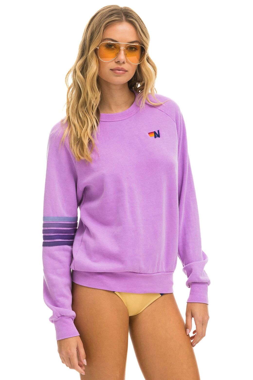 RUGBY STITCH CREW SWEATSHIRT - NEON PURPLE // PURPLE sold by Aviator Nation product image thumbnail 3