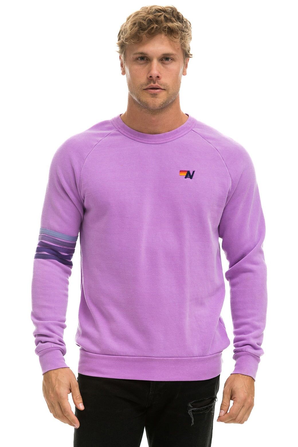 RUGBY STITCH CREW SWEATSHIRT - NEON PURPLE // PURPLE sold by Aviator Nation product image thumbnail 2