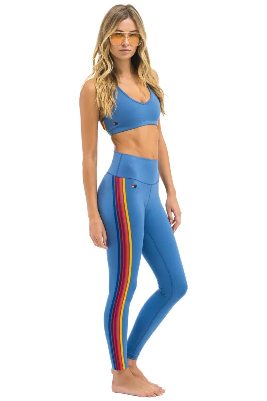 FULL LENGTH HI-RISE 5 STRIPE LEGGINGS - DUSTY BLUE sold by Aviator Nation