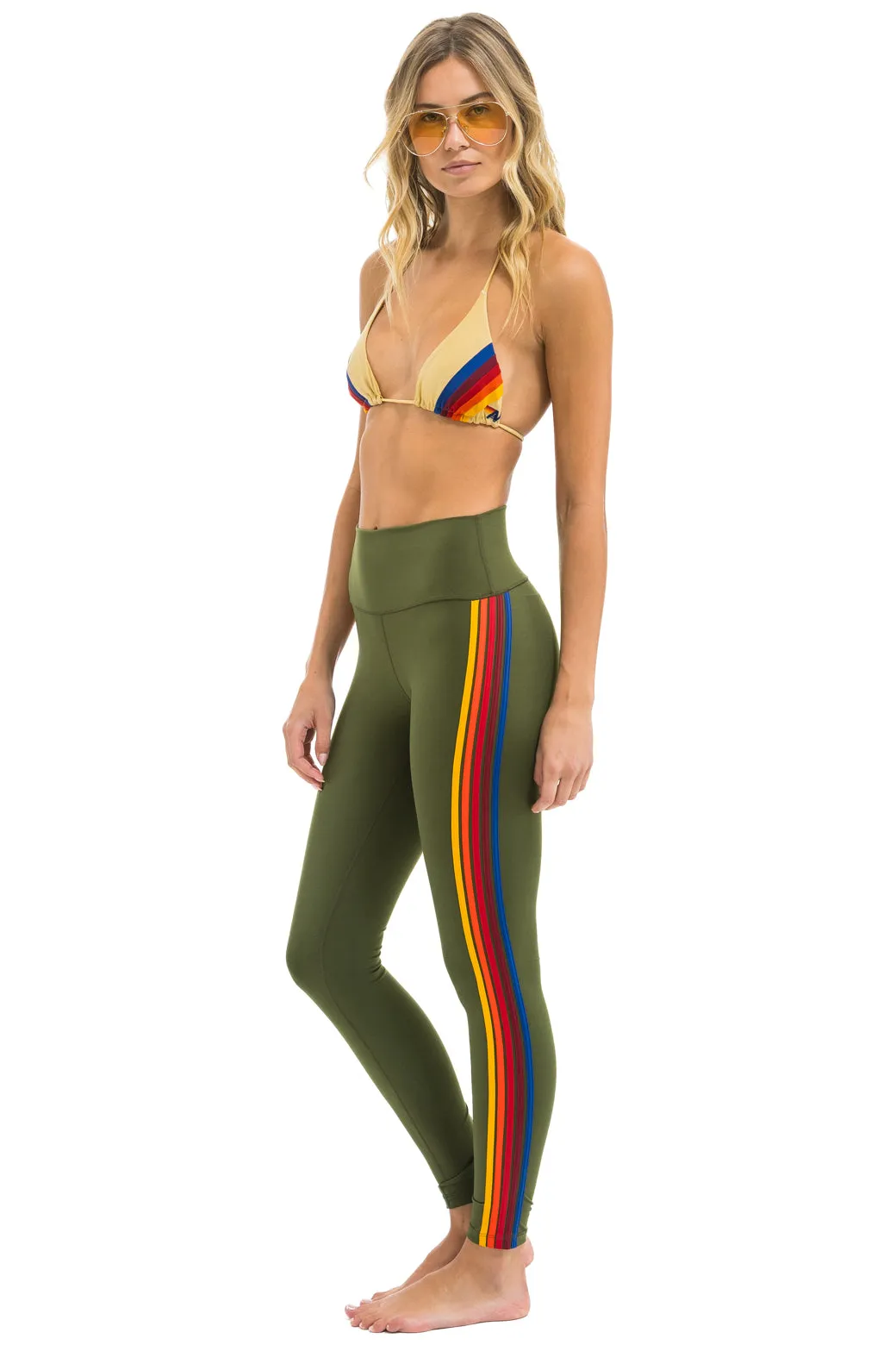 FULL LENGTH HI-RISE 5 STRIPE LEGGINGS - LEAF sold by Aviator Nation product image thumbnail 5
