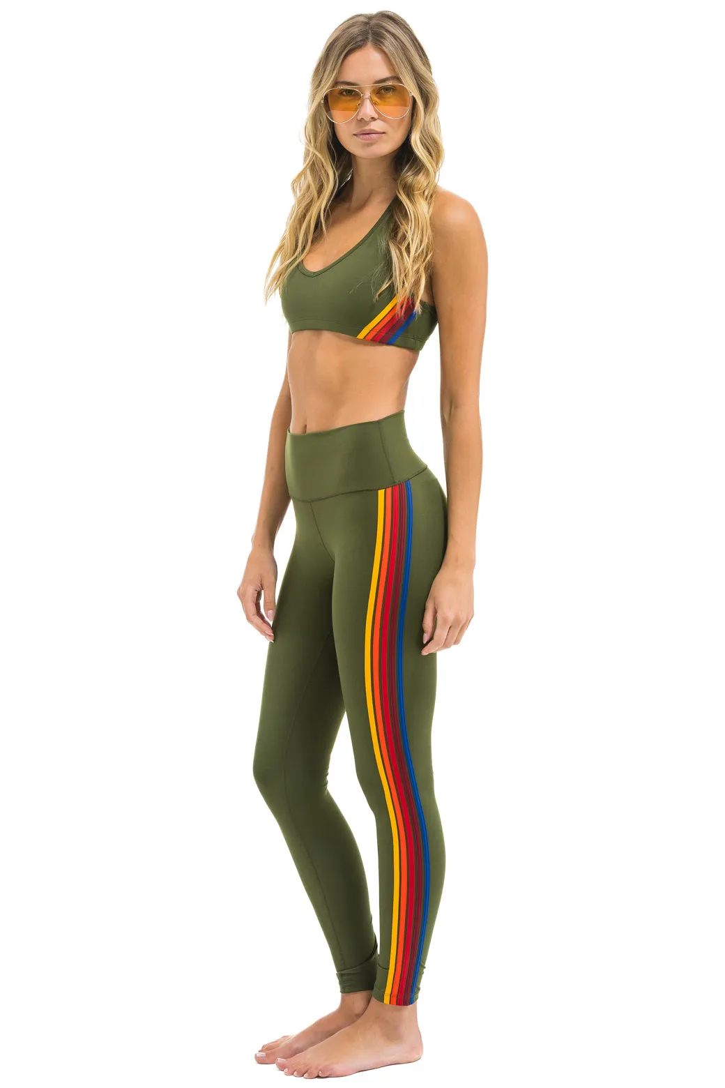 FULL LENGTH HI-RISE 5 STRIPE LEGGINGS - LEAF sold by Aviator Nation product image thumbnail 3