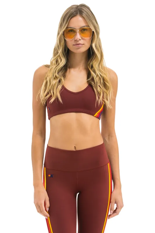 WOMEN'S 5 STRIPE SPORTS BRA - BRICK sold by Aviator Nation
