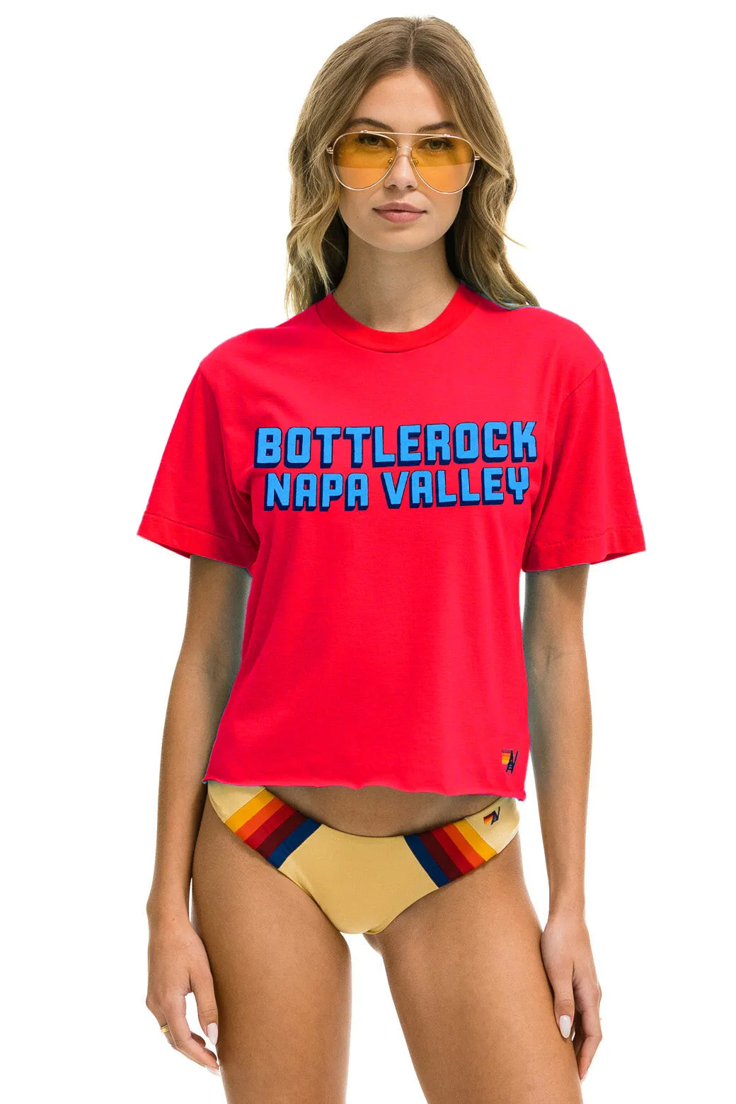 BOTTLEROCK 2025 BOYFRIEND TEE SHIRT - NEON RED sold by Aviator Nation