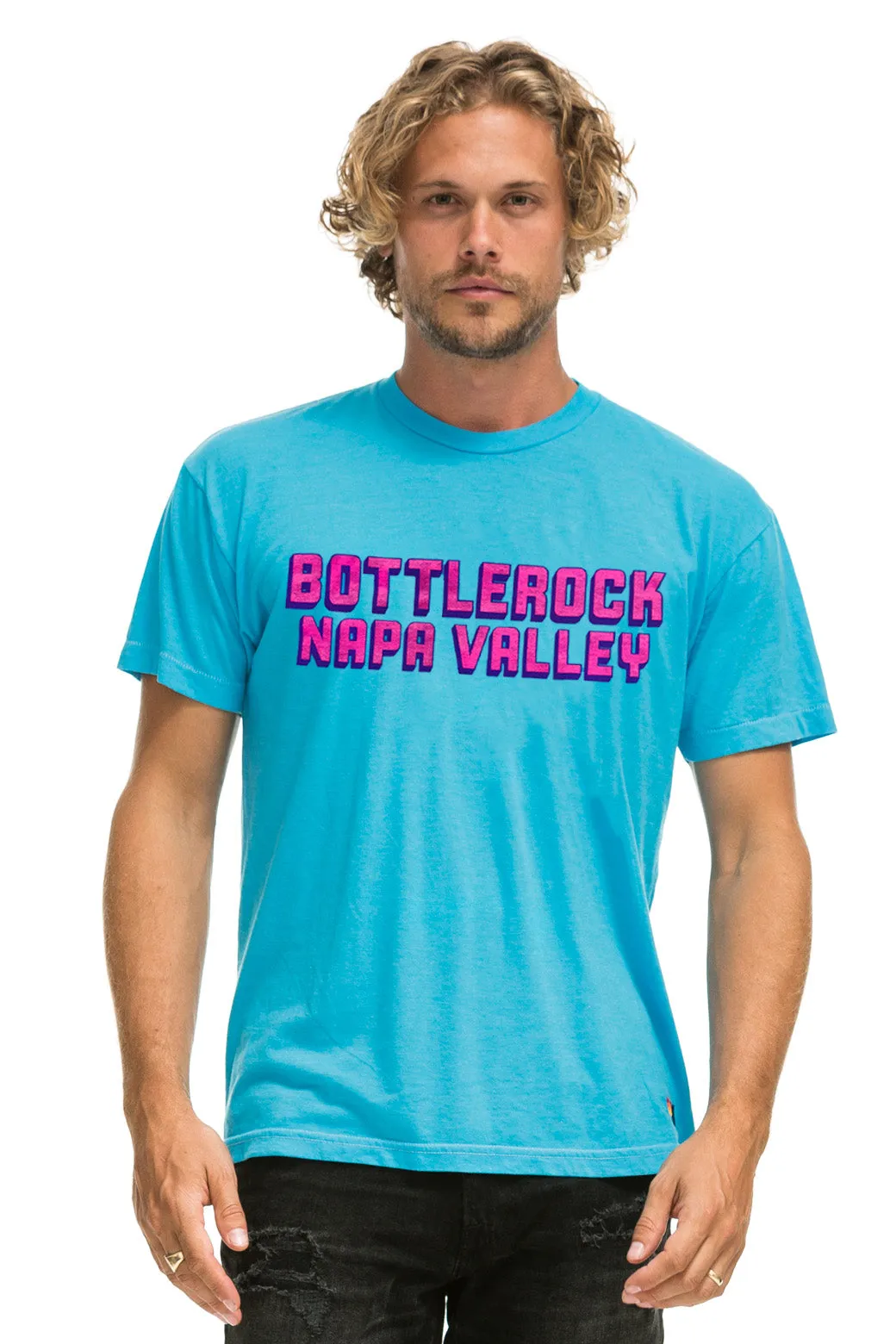 BOTTLEROCK 2025 TEE - NEON BLUE sold by Aviator Nation
