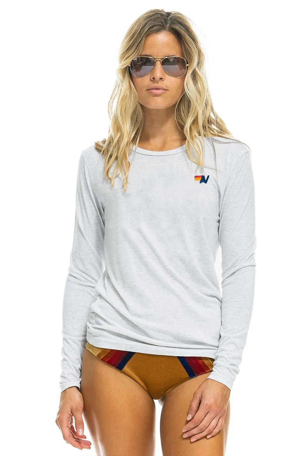 BASIC LONG SLEEVE CREW TEE - WHITE sold by Aviator Nation